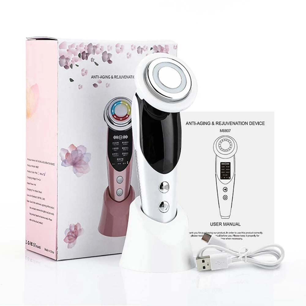 7 in 1 Face Lifting Device EMS Microcurrent Skin Rejuvenation LED Facial Neck Firming Massager Face Beauty Care Apparatus