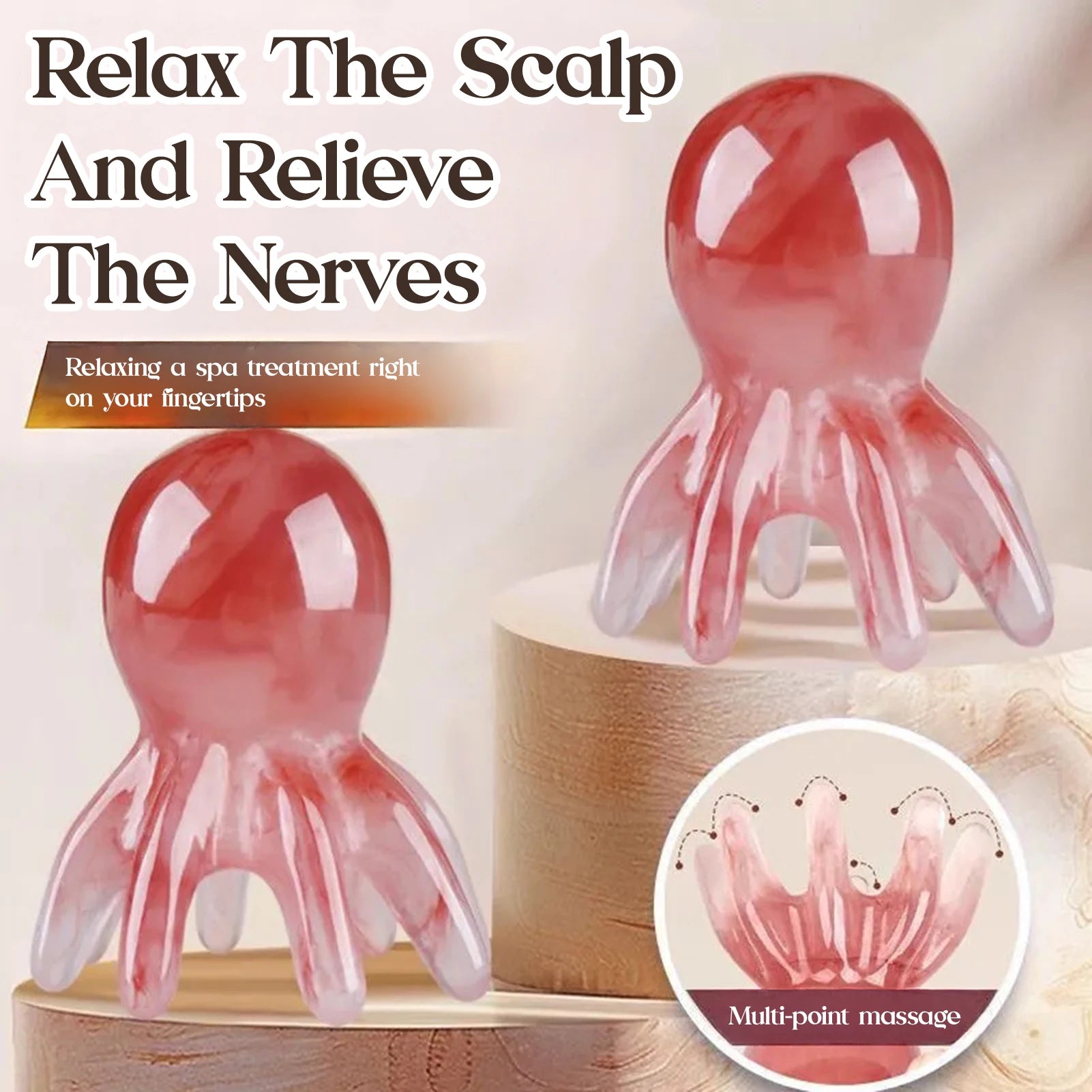 Octopus Head Massager Comb Head Meridian Manual Acupressure Tool Portable SPA Gua Sha Massage Comb